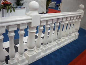China Han White Marble Indoor Baluster & Railing, China White Marble Balcony Baluster