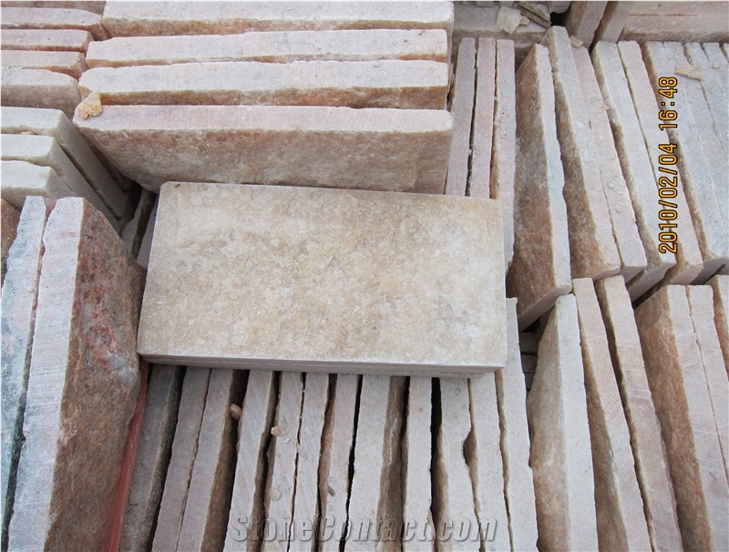 China Rose Quartzite Exterior Wall Tiles, China Red Quartzite Split Face