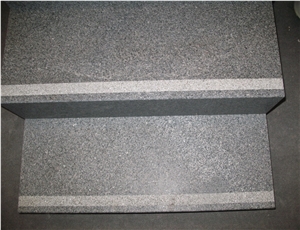 Dark Grey Granite Honed + Sandblast Steps & Risers, G654 Padang Black Granite Stairs & Steps