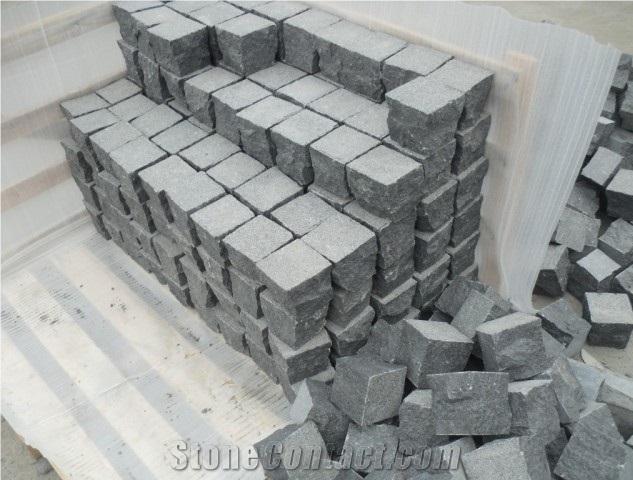 G684 Black Basalt Natural Split Cube Stone & Pavers, China Black Basalt