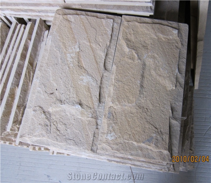 Golden Sand Quartzite Mushroom Stone for Wall Covering, China Beige Quartzite Mushroom Stone