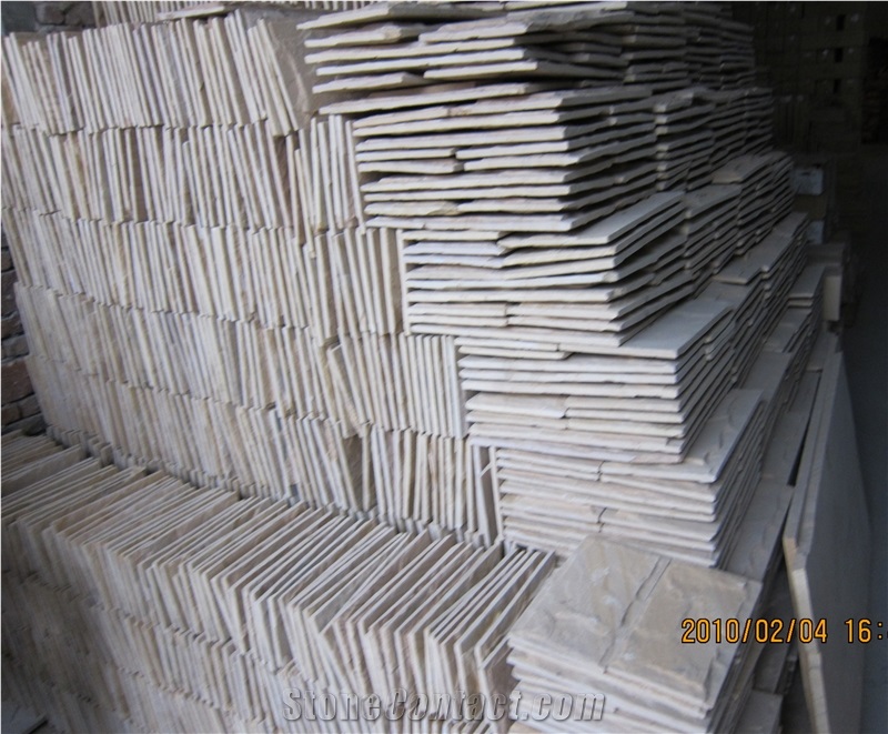 Golden Sand Quartzite Mushroom Stone for Wall Covering, China Beige Quartzite Mushroom Stone