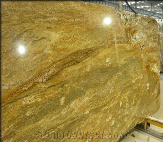 Imperial Gold Granite Polished Slab, Indian Yellow Granite