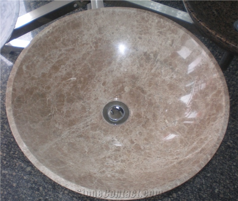 Light Emperador Marble Sinks & Bowls, Turkey Brown Marble Basins