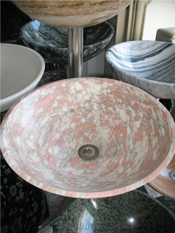 Rosa Norvegia Marble Sinks & Basins, Norway Pink Granite Sinks