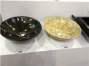 China Black Wooden Vein Marble Vessel Sinks/Basins High Polished