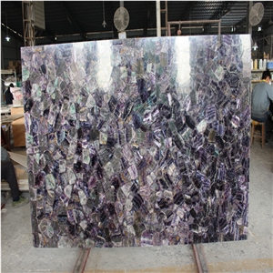 Natural Fluorite Slab for Tv Background/Interior Wall