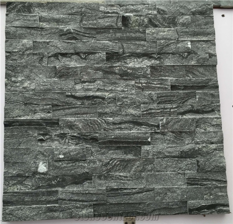 Black White Vein Marble Stacked Stone Ledger Panels Antique Wood Split Face