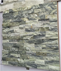 Green Wave Marble Stacked Stone Ledger Panels- Green Wave Honed+Split Face
