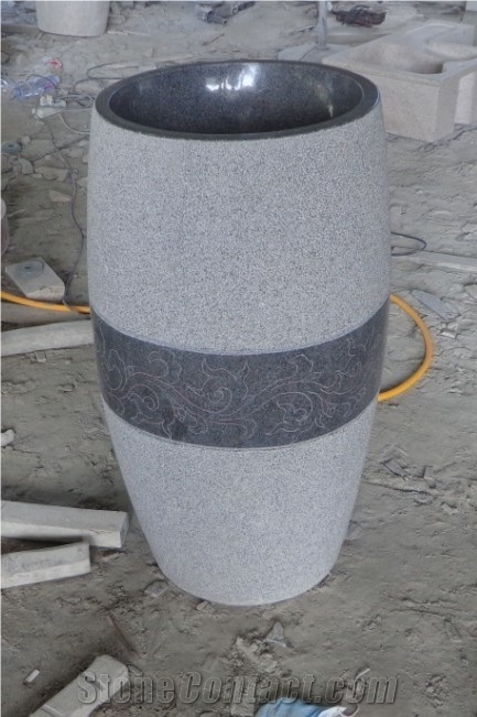 China Black Dark Gray G370 Granite Wash Basins