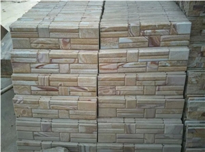 China Rainbow Sandstone Cultured Stone Yellow Colorful Sawn Chips