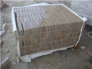 G350 Yellow Granite Tumbled Antique Surface Cube