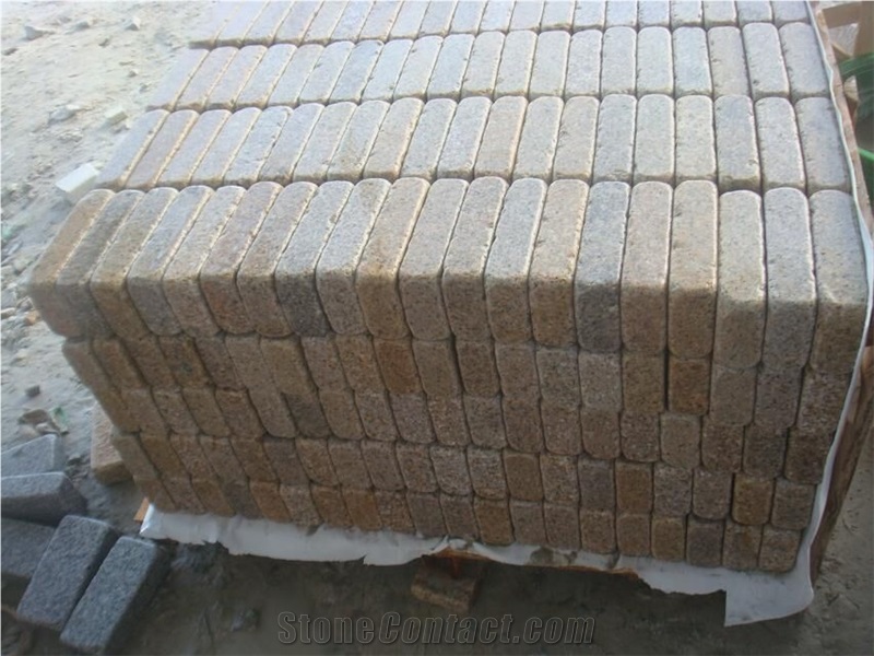 G350 Yellow Granite Tumbled Antique Surface Cube