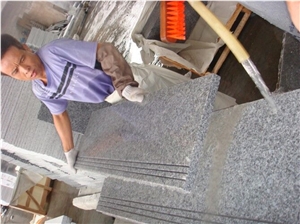 G603 Cheap Grey Granite Grooved Steps Stairs