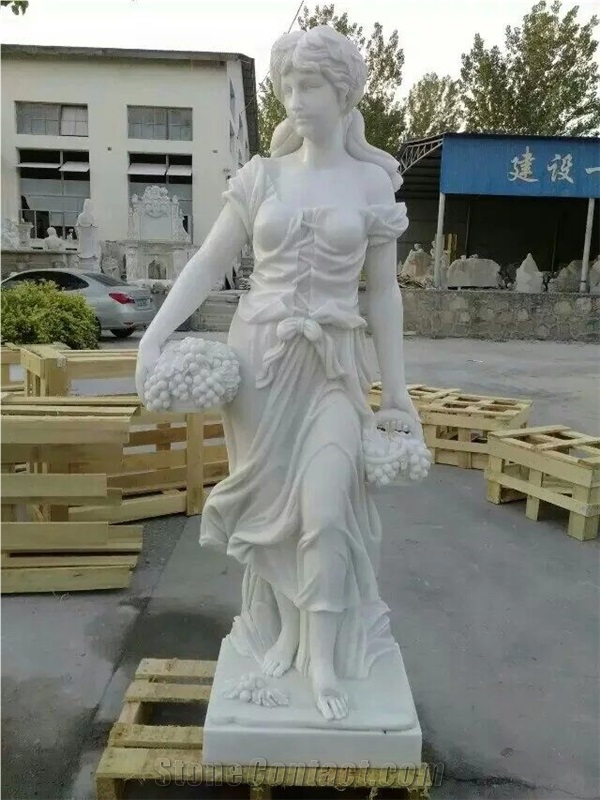 White Marble Handcarved Sculpture Western Women