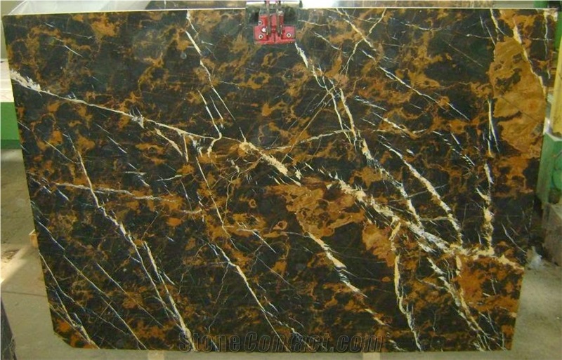 Pakistani Portoro Black Marble with Gold Veins - All Standard Sizes Available, Black Gold Marble Tiles & Slabs