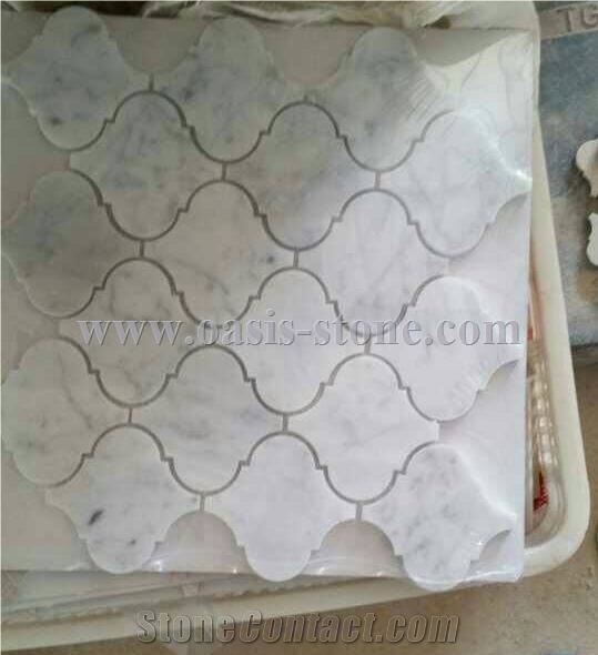 Carrara White Mosaic,Basketweave Mosaic