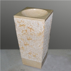 Fargo Beige Yellow Marble Pedestal Basin for Bathroom, Egypt Beige Bathroom Sinks, Polished + Fine Picked Basin Sinks