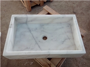 Fargo Bianco Carrara White Marble Basins, White Marble Rectangle Polished Sinks, White Square Wash Basins