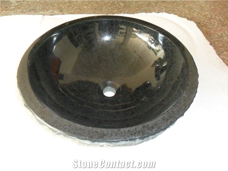 Fargo Black Basalt G684 Black Basalt Bathroom Sinks,Black Basalt Polished Wash Basins, Round Wash Bowls