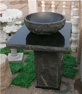 Fargo Black Granite Pedestal Basin Set, Black Bathroom Wash Sinks