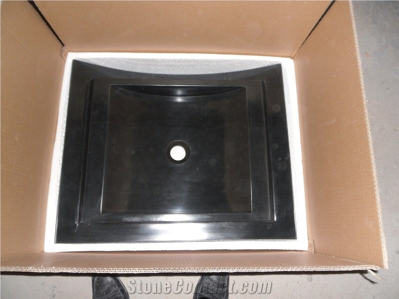 Fargo Black Granite Wash Basink,China Absolute Black Polished Rectangle Siks for Kitchen/Bathroom