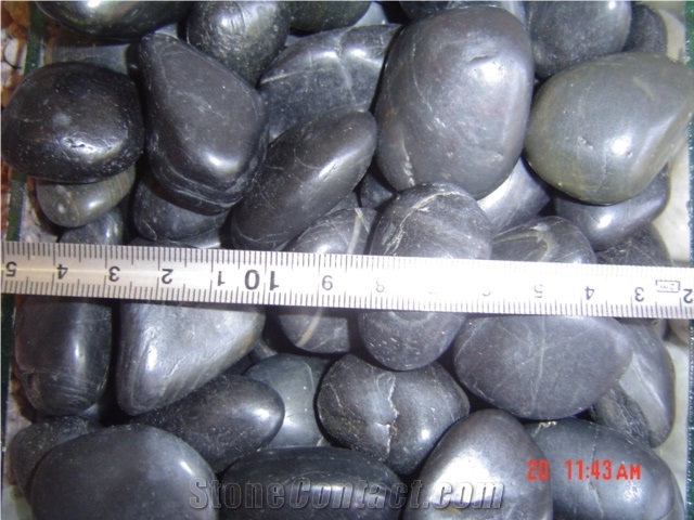 Fargo Black Pebble Stones, Polished Pebble Stone, Black River Stone/Pebble Stone for Walkway/Driveway & Garden Paving