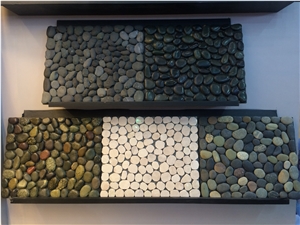 Fargo Bottom Cut Pebble Stone Mosaic,Chinese Pebble Pattern on Mesh