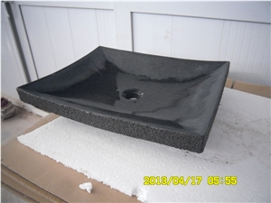 Fargo China Black Wash Basins for Kitchen or Bathroom, Absolute Black Granite Square Basins, Shanxi Black Polished Rectangle Sinks