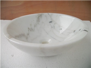 Fargo China White Marble Wash Basins for Kitchen/Bathroom, Chinese Carrara White Wash Bowls, Polished White Round Sinks