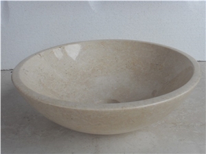 Fargo Crema Marfil Marble Wash Basins, Beige Marble Polished Wash Bowls for Kitchen/Bathroom