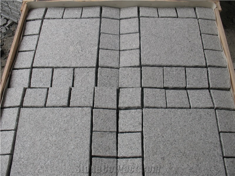 Fargo Flamed Paving Mesh, Chinese Granite G603 Exterior Paving Pattern for Courtyard/Driveway/Garden Stepping/Walkway