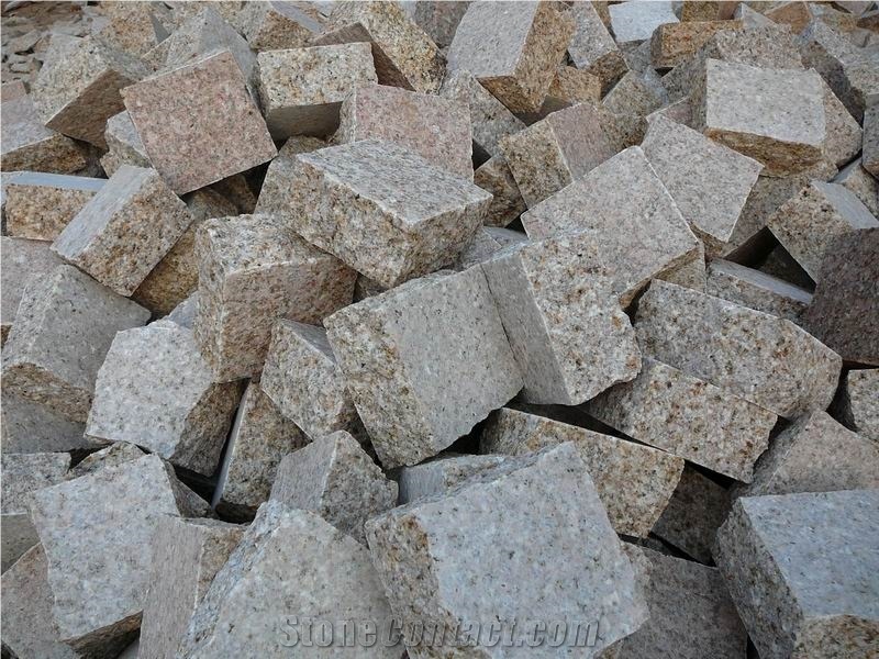 Fargo Flamed Paving Setts/Cubes/Cobble Stone, G682/Yellow Granite Flamed Pavers for Exterior Road/Courtyard/Garden Stepping/Driveway Flooring