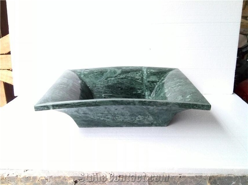 Fargo Green Marble Rectangle Basins, Indian Green Marble Square Sinks, Verde Marble Polished Wash Basins