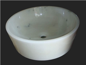 Fargo Guangxi White Marble Wash Basin for Bathroom/Kitchen, China Carrara White Marble Polished Round Sinks