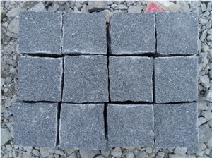 Fargo Honed & Tumbled Paving Mesh, Chinese Padang Dark Granite Exterior Paving Pattern Cube Stone for Courtyard/Driveway/Garden Stepping/Walkway