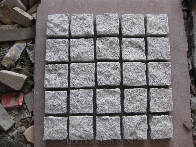 Fargo Natural Paving Mesh, Chinese G603 Granite Exterior Paving Pattern Cube Stone for Courtyard/Driveway/Garden Stepping/Walkway