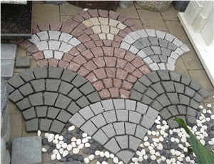 Fargo Natural Paving Stone on Fan Mesh, Chinese Granite G603 +G654+G682+G684 Granite Exterior Paving Pattern Pavers for Courtyard/Driveway/Garden Stepping/Walkway