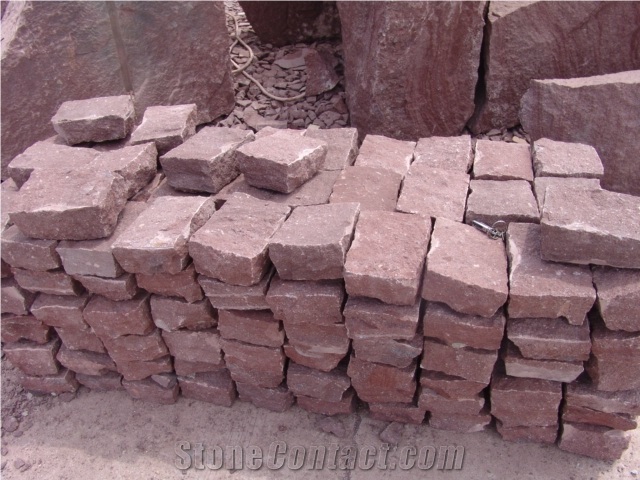 Fargo Paving Setts, Red Porphyry Cobble Stone, Red Cube Stones for Courtyard/Garden Road/Driveway