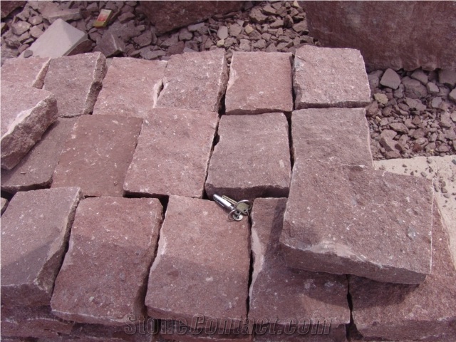 Fargo Paving Setts, Red Porphyry Cobble Stone, Red Cube Stones for Courtyard/Garden Road/Driveway