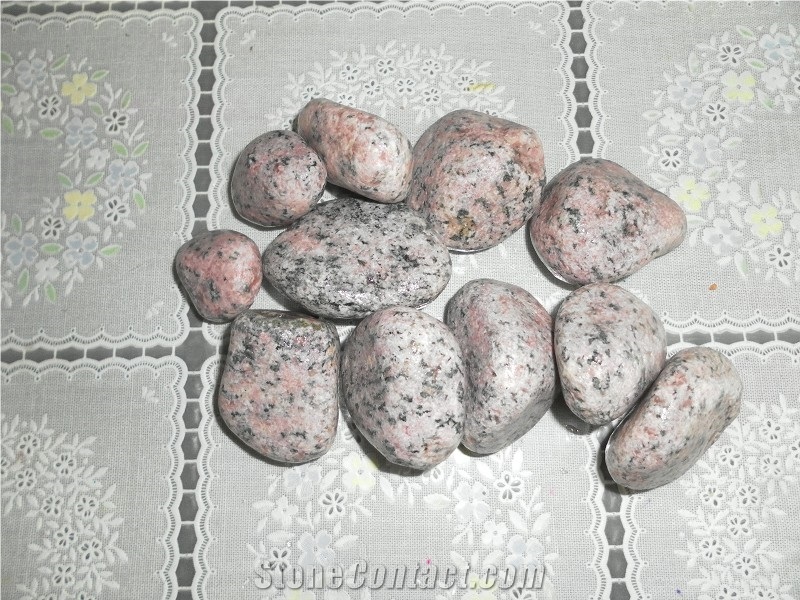 Fargo Pink Granite Pebbles,Pink Granite Mechanism Tumbled Stones for Garden Road/Walkway