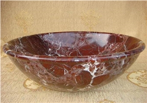Fargo Rosso Levanto Marble Wash Bowls, Red Marble Polished Wash Basin for Kitchen/Bathroom