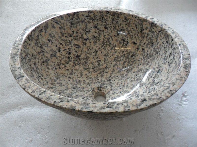 Fargo Tiger Skin Granite Kitchen/Bathroom Sinks,High Polished Round Wash Bowls, Natural Stone Wash Basins
