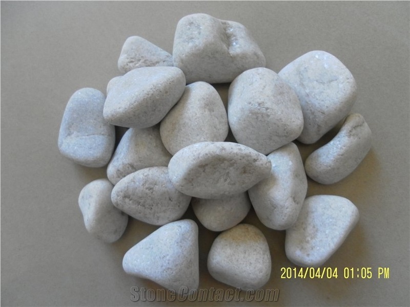 Fargo White Granite Pebble Stone,White Mechanism Tumbled Pebble Stone for Garden Road,Walkway
