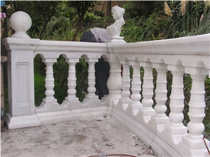 Fargo White Marble Balustrade & Railigs, Guangxi White Marble Balustrades, China Carrara White Marble Staircase Rails, Polished Marble Handrail/Baluster