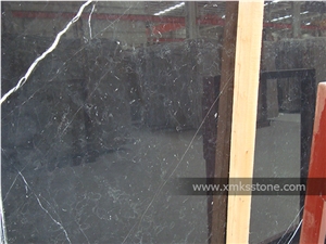 China Nero Marquina Marble Polished Slab and Tiles,China Black Marble, Cheapest/Best Quality