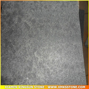 Hainan Black Basalt Granite Tiles, Cut to Size, Flamed + Brushed