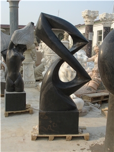 Abstract Black Limestone Statue Sculpture, Black Limestone Statues