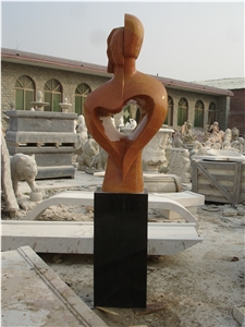 Abstract Statue Sculpture by Marble, Yellow / Black Marble Statues