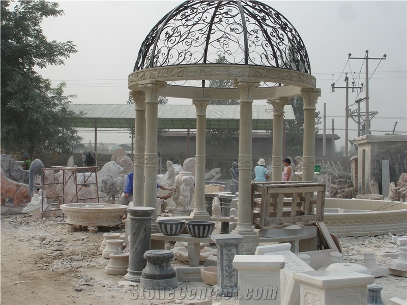 Beige Sandstone Gazebo with Column Design